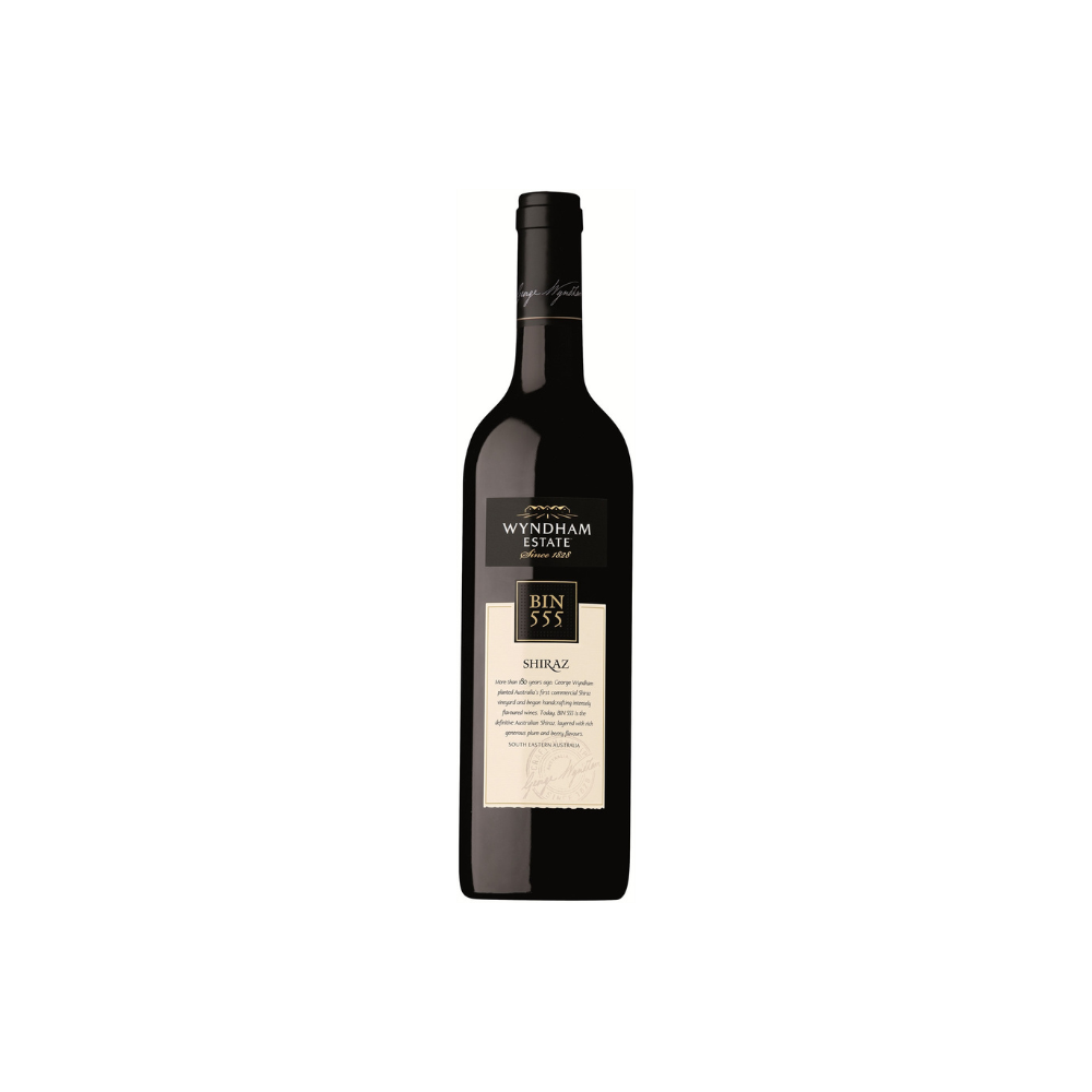 Wine bottle with label on a white background