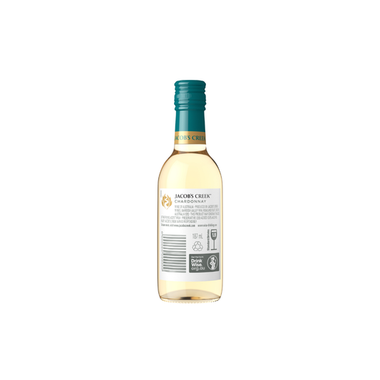 Bottle of Jacob's Creek Chardonnay wine on a white background