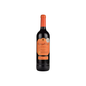 Wine bottle with orange label on a white background