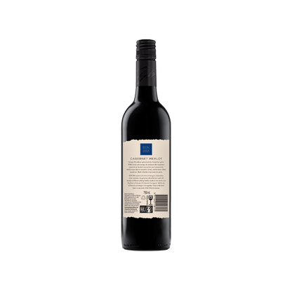Wine bottle with a label on a white background
