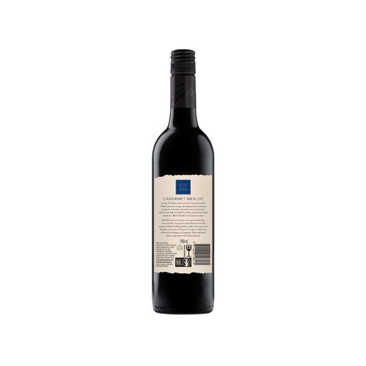Wine bottle with a label on a white background