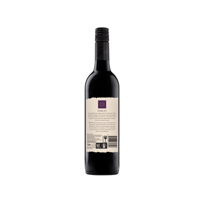 Red wine bottle with a visible label on a white background