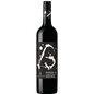 Wine bottle with a black and white label on a white background