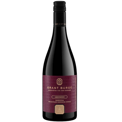 Wine bottle with Grant Burge label on a white background