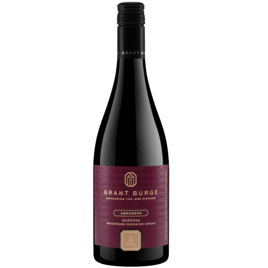 Wine bottle with Grant Burge label on a white background