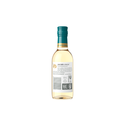 Bottle of Jacob's Creek Chardonnay wine on a white background
