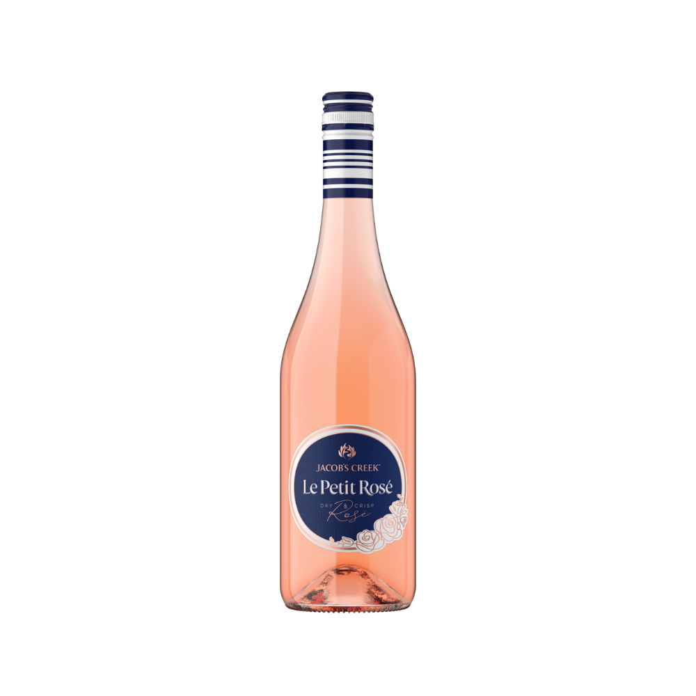 Bottle of Jacob's Creek Le Petit Rose wine on a white background