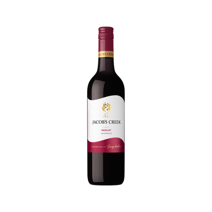 Jacob's Creek Merlot wine bottle on a white background