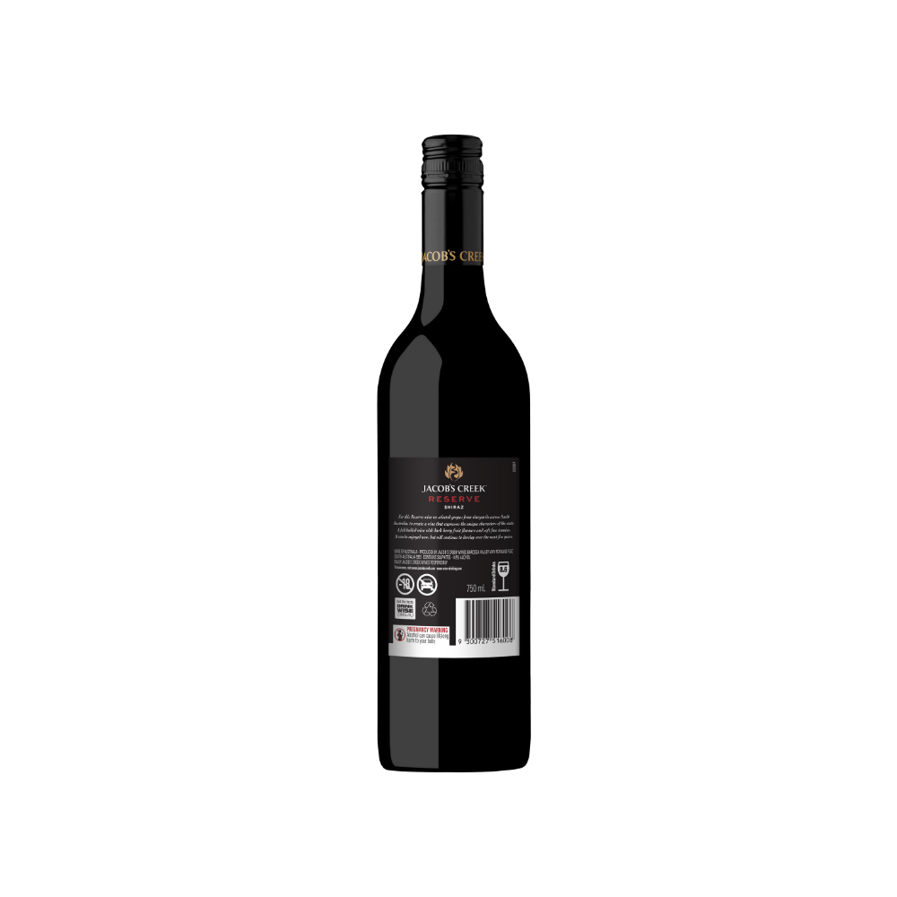 Wine bottle with a visible label on a white background