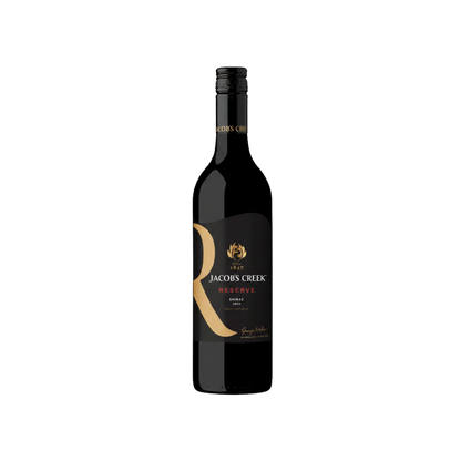 Wine bottle with Jacobs Creek Reserve label on a white background