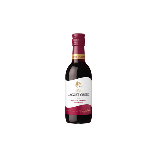 Jacob's Creek Shiraz Cabernet wine bottle on a white background